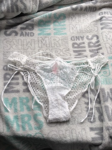 

Victorias Secret, кружевные трусики с завязками по бокам, корсет, перекрещивающиеся трусики, белые, ML, Coconut white