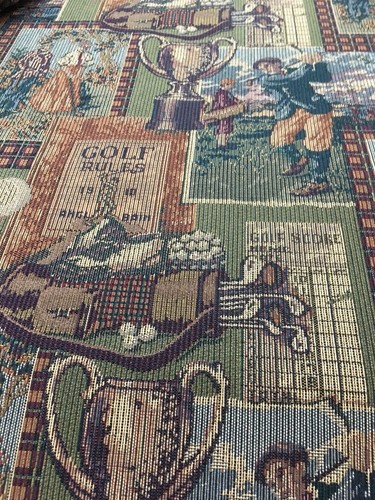 3 Yards Vintage Looking Golf Tapestry Upholstery Fabric 54” Wide