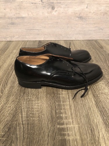 VINTAGE 1972 GENESCO INC. BLACK LEATHER MILITARY OXFORD SHOES SIZE 9R New