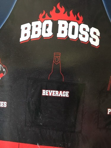 BBQ BOSS APRON GRILL MEN'S APRON W BOTTLE OPENER PARTY COOKOUT A