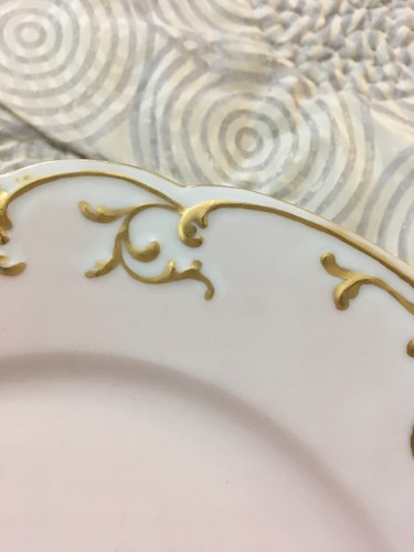 Limoges France Haviland Set Of 6 Gold Gilt Monogram Dinner Plates