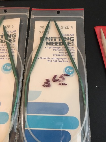 6 Lot Vintage Bernat Boye Circular Knitting Needles Nylon Aluminum 4 6 9  Extras