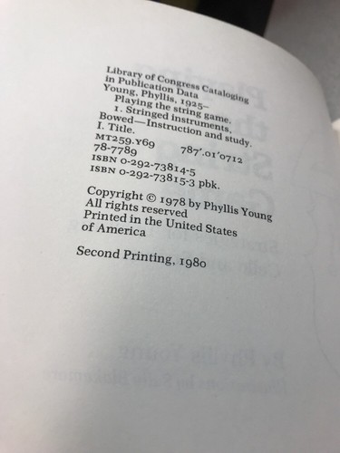 Playing The String Game Phyllis Young Book ISBN 0292738153 Teaching Cello Text