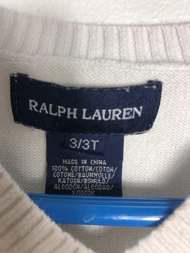 Polo Ralph Lauren Sweater Toddler Girls  White V-Neck Pullover Pony LS EUC