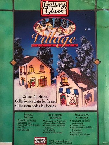 Plaid Gallery Stained Glass Holiday Village Window Kit NEW Bakery, Country Manor