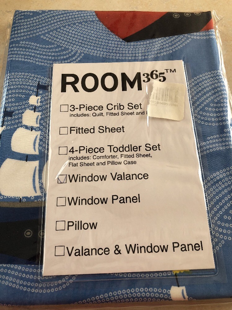 Kids Room 365 Regatta Window Valance 54x15 red blue yellow sailboats New