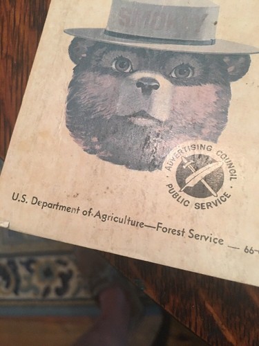 SMOKEY THE BEAR POSTER Prevent Forest Fires  1965 13x18.5”