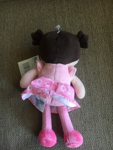 Garanimals Pink Plush My First Doll Baby Girl Brunette Brown Hair Rattle New