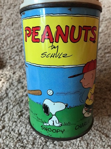 Vintage 1959 Schulz Peanuts Snoopy Charlie Brown Metal Thermos No 2868 ,complete