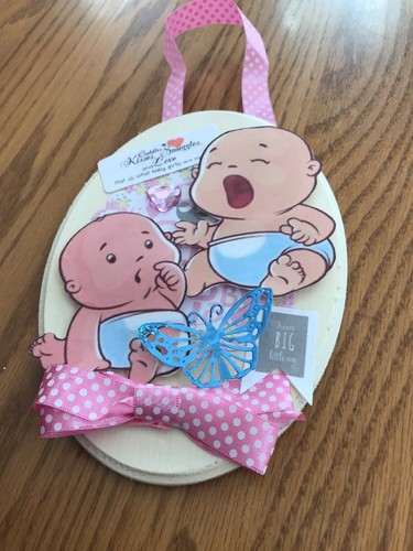 Baby Girl Wall Decor Handmade Pink Ribbon Foil Butterfly Pink Stone Heart Quotes