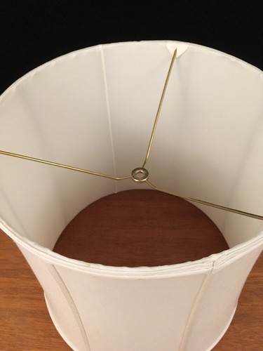 Large Vintage White Silk Barrel Lampshade