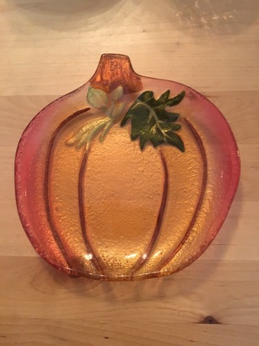 Pair Of Glass Tinted Orange 6” Plates Halloween Fall Autumn Serving Decorative