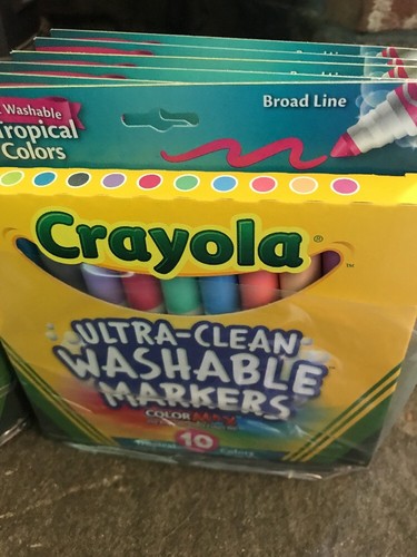 Crayola Washable 10ct Tropical Colors Markers BULK LOT of 12 Packs Party Favor