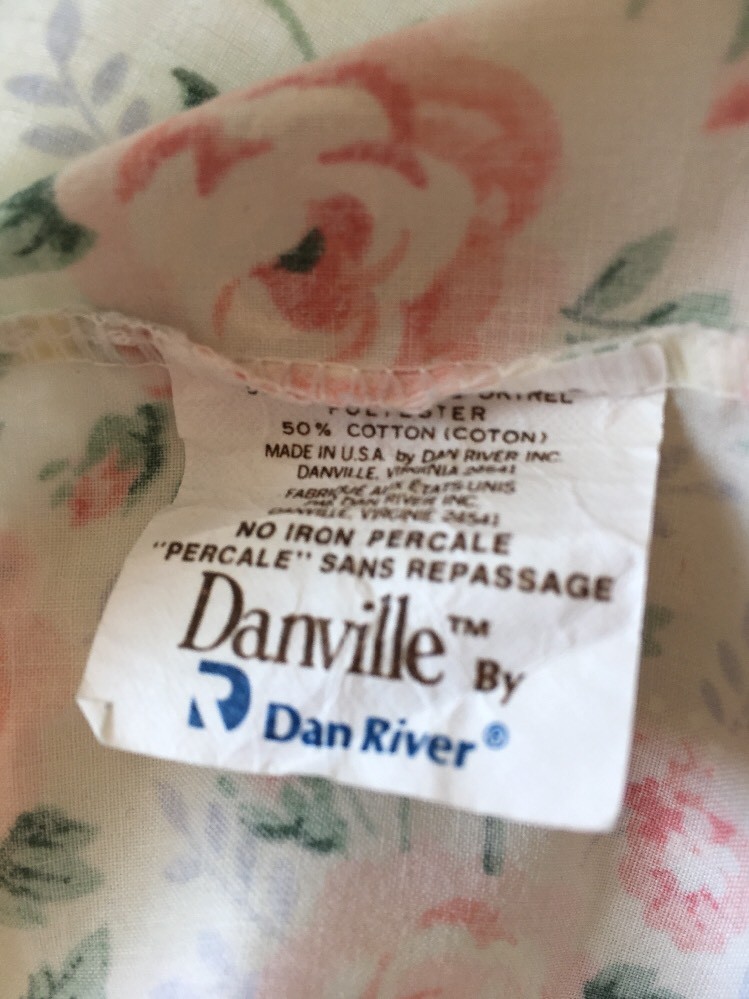 Vintage Pillowcase Danville Coral Peach Roses Dan River percale