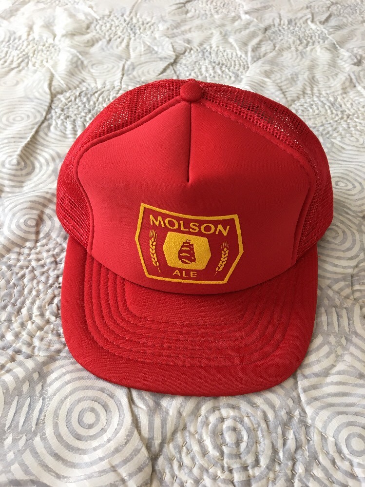 Vintage 1980s Molson Ale Short Brim Snapback Trucker Hat NEW