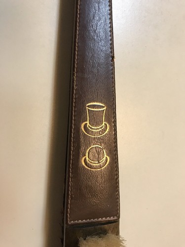 Vintage 2 Sided Clothes Brush Wood With vinyl Stitched Gold Embossed Handle