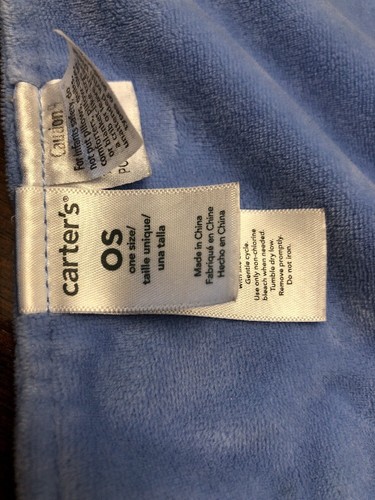 Carters Shark Security Blanket blue gray white rattle plush baby lovey toy