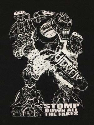 STOMP DOWN ALL THE FAKES Black White Print T-Shirt Adult Size M Medium
