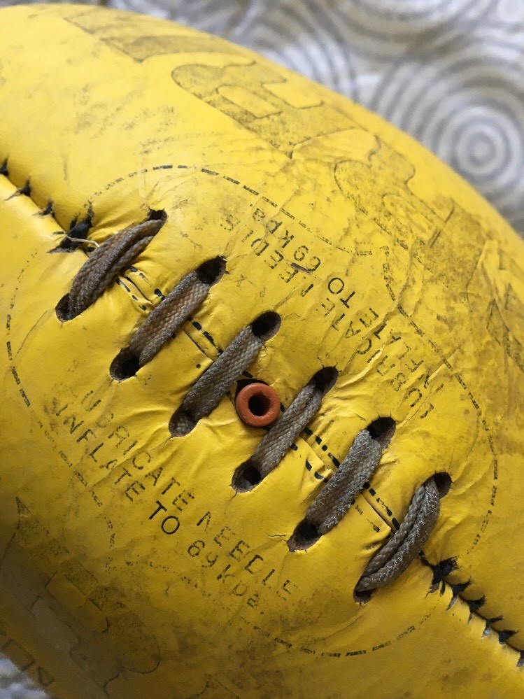 Vintage TW Sherrin Match Rugby Game Ball AFL Football Yellow Leather Australia