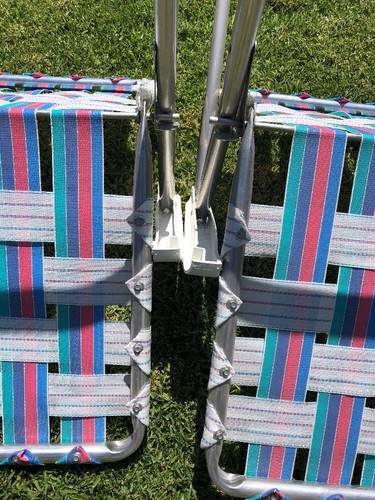 VTG Pair Webbed Aluminum Pink Purple Folding Lawn Chair Camp Lake Tailgating (2)