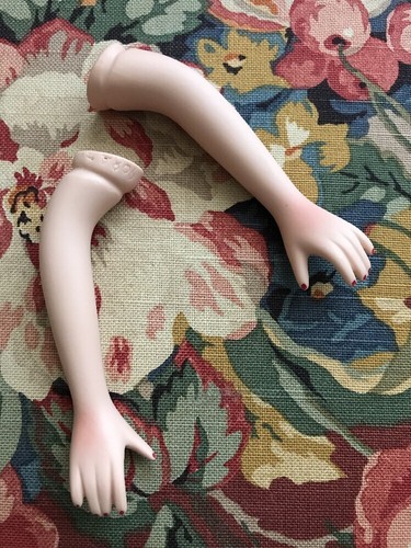 Vintage Porcelain Doll Arms Hands Parts Restore Repair Red Nails