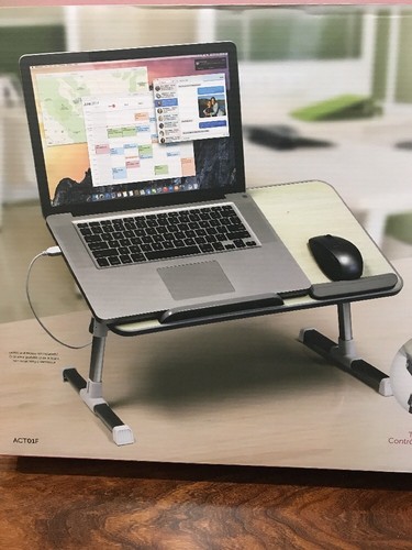 Aluratek Adjustable Ergonomic Laptop Cooling Table with Fan (act01f)