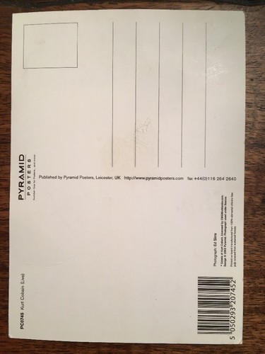 Kurt Cobain Nirvana Black White Postcard 4