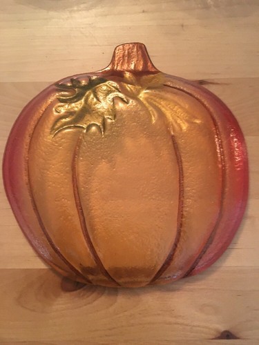 Pair Of Glass Tinted Orange 6” Plates Halloween Fall Autumn Serving Decorative