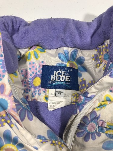Ice Blue Girls Toddler Jacket Size 4T White Purple Floral Zip Up