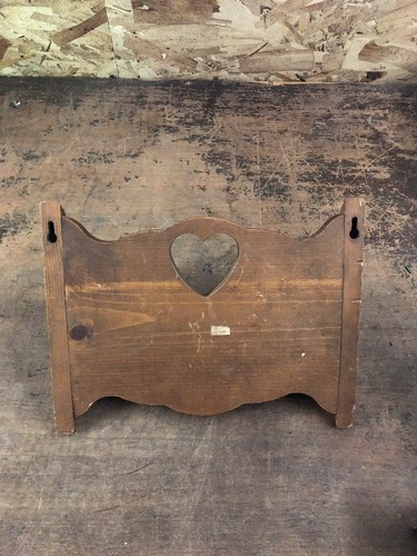 Vintage Wooden Heart Hole Key Holder 12”x9”