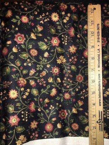 MILL CREEK FABRICS Screen Print EMBOSSED FLORAL BLACK 2+ YARDS 54