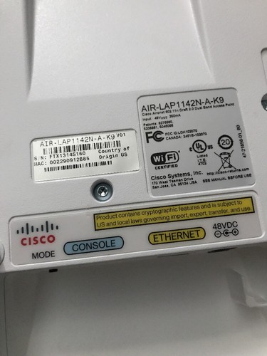 Cisco AIR-LAP1142N-A-K9 Aironet Dual Band Commercial Access Point, Untested