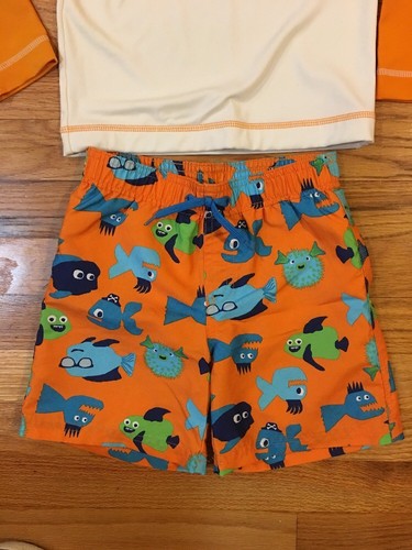 Gymboree Fishes Rashguard Swimsuit 3T