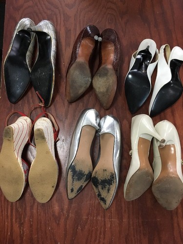 Vtg 50s 60s 70s 80s Womens 10 Dress Shoes Lot Pumps Heels Mixed Size Brown White