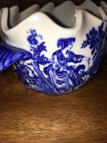 Blue White Porcelain Planter Victoria Ware Ironstone EC