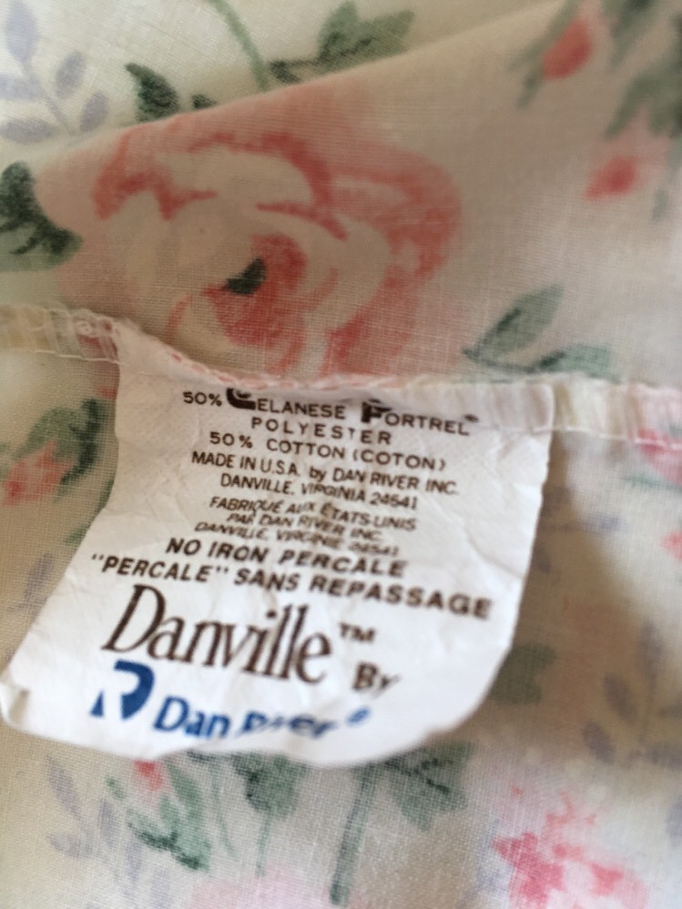 Vintage Pillowcase Danville Coral Peach Roses Dan River percale