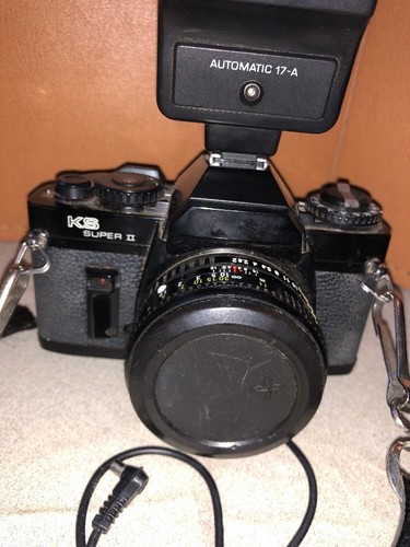 KS SUPER II  SR 2000 Vintage 35 mm  SLR Camera With Two Lenses, Flash And Bag