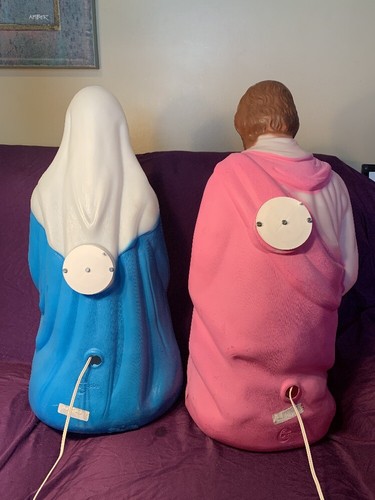 Vtg Empire Plastic Madonna Joseph Mary Christmas Nativity Blow Mold Yard Decor