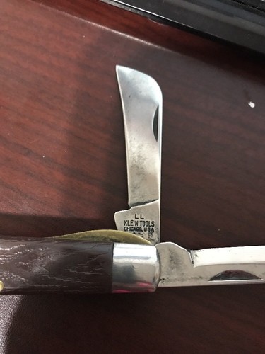 VINTAGE LL KLEIN TOOLS CHICAGO USA 2 BLADE FOLDING KNIFE