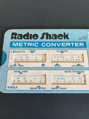 Vintage Radio Shack Metric Converter Cardboard Slide Rule Chart Tool #68-1031