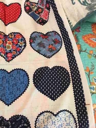 Vintage Fabric Pane Hearts