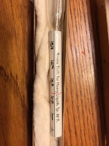Vintage Hydrometer  Baume Scale for Heavy Liquids In Vintage Drawing Pencils Box