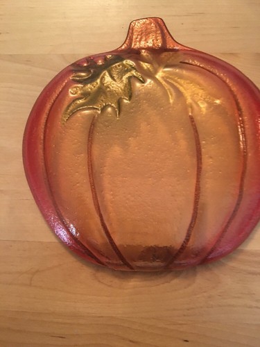 Pair Of Glass Tinted Orange 6” Plates Halloween Fall Autumn Serving Decorative