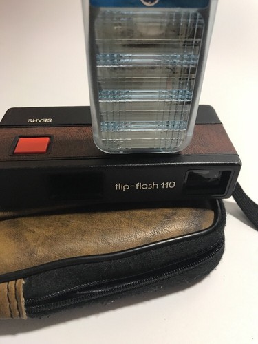 Vintage Sears Flip-Flash 110 Camera And Case