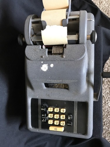 Vg UNDERWOOD  SUNDSTRAND PORTABLE 5 W/Cover 10 Key Adding Machine Hand Crank