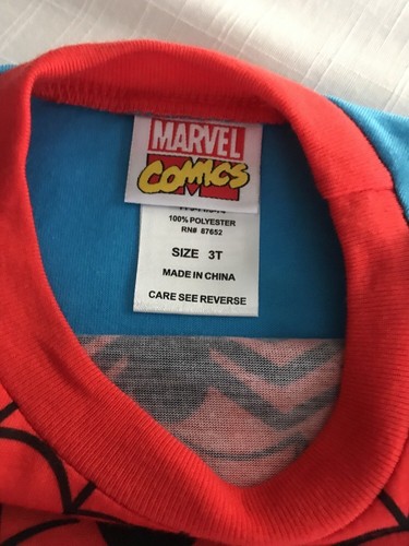 Marvel Comics Spiderman Long Sleeves & Bottoms Pajamas Flame Resistant Sz 3T
