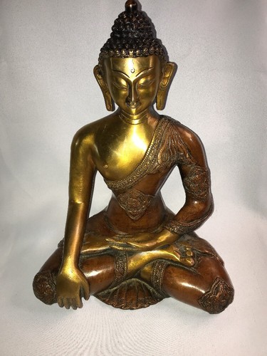 Gorevizon Ashtamangal Buddha Brass Statue,brown Gold