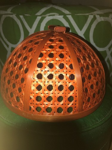 Large Domed Food Cover Rattan Cane Orange Picnic