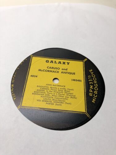 ::Caruso And Mc Cormack Antique 4834 Galaxy Record Lp