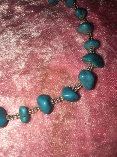 TURQUOISE BRACELET GENUINE GEMSTONE NUGGETS Clear Silvery Seed BEADS SURF